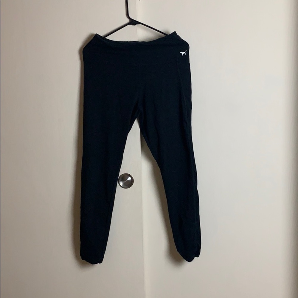 VS PINK black yoga leggings with ankle cut outs